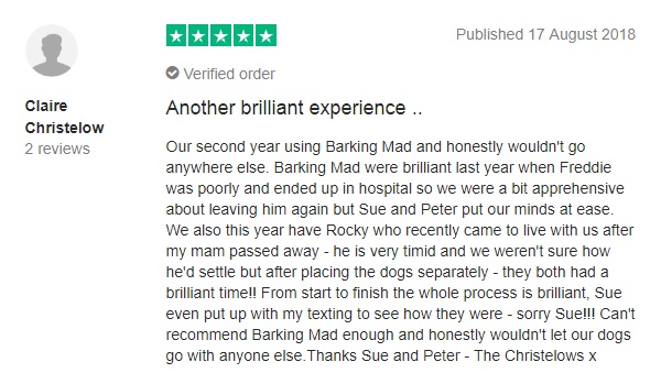 Sue Sweard trustpilot review barking mad washington