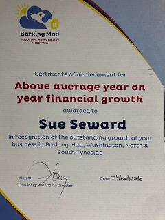 My Certificate for Above average year on year growth from Barking Mad