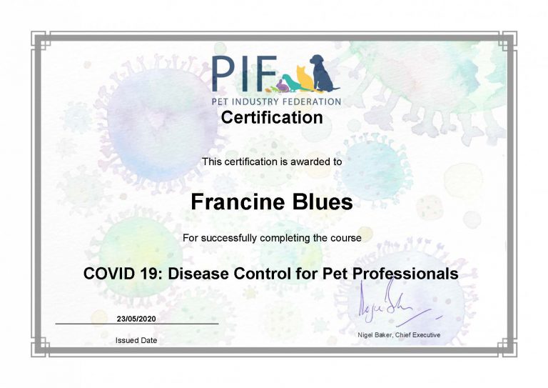Certification Covid 19 Disease Control For Pet Professionals Francineblues