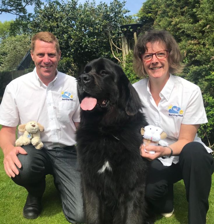 Barking Mad dog sitters Amanda And Alan Hartley With A Facecloth Puppy