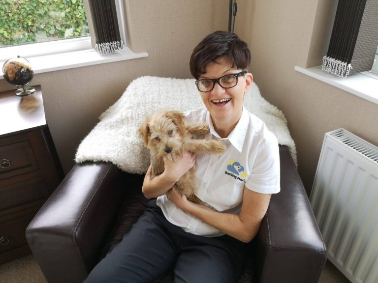 Alison Gledhill Of Barking Mad Dog Care With Her Puppy Womble