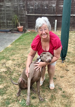 Barking Mad dog sitting host Jenny with Dusty the dog