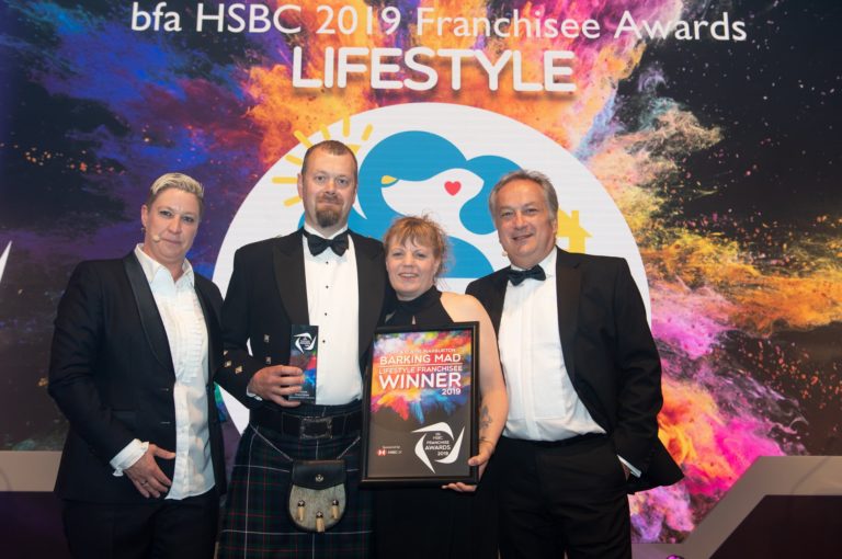 Barking Mad's John and Elaine Warburton are winners of the Lifestyle Franchisee of the Year award at the 2019 BFA Awards