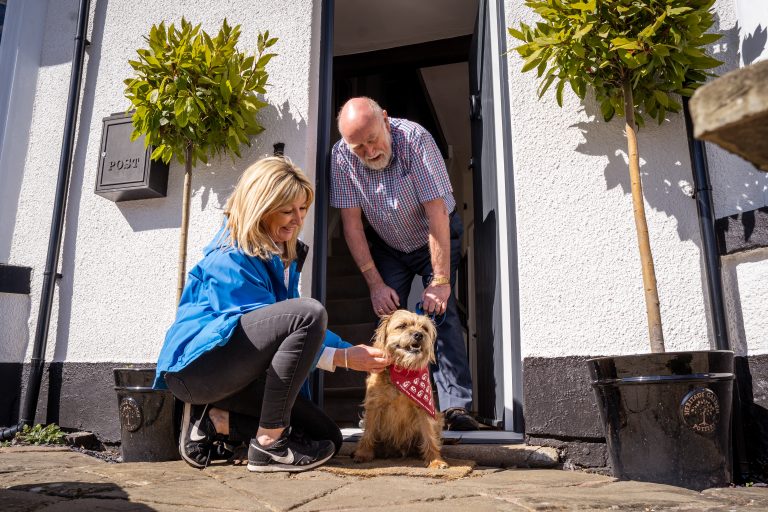 Louise Jones dropping dog off for their dog holiday with dog sitting host